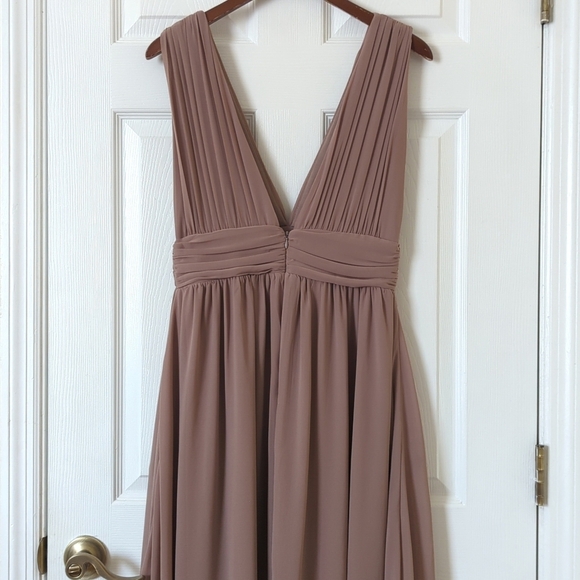 Lulus Heavenly Hues Sleeveless Plunging V-Neck High Slit A-Line Maxi Dress Taupe - Picture 13 of 16